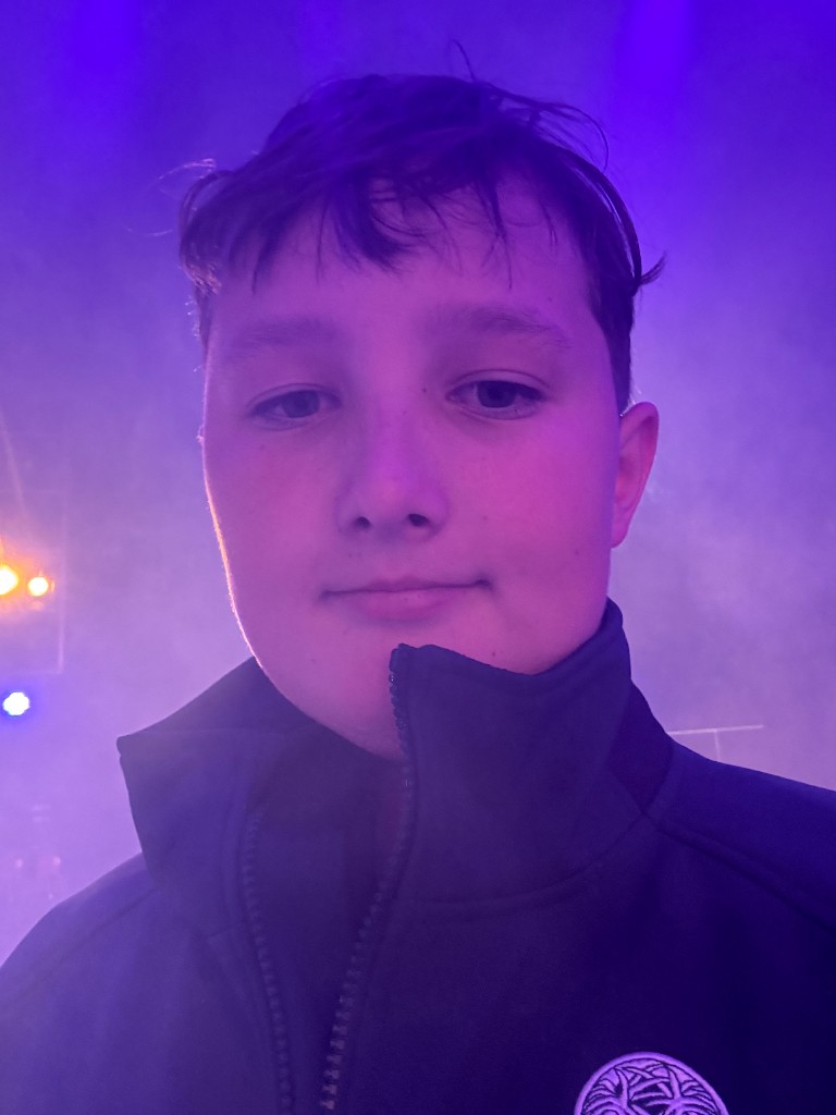 Baxter portrait in purple light.